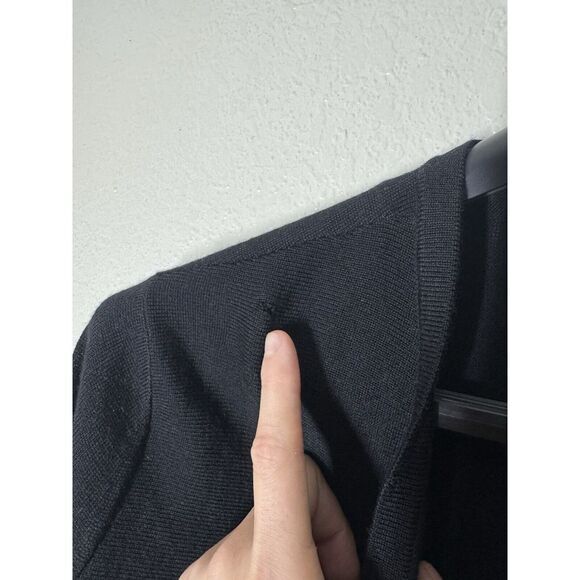 Lord & Taylor 100% Merino Wool Black Open Front Long Cardigan Sweater M Medium - Picture 6 of 8